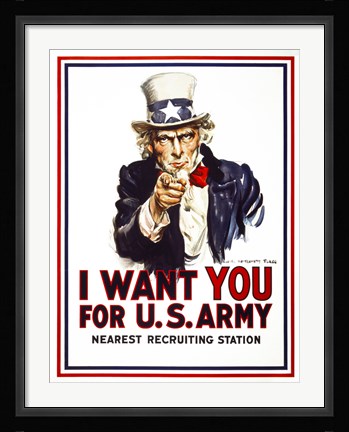 Framed I Want You For U.S. Army Print