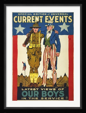 Framed Special Edition of Universal Current Events Latest Views of our Boys in the Service Print