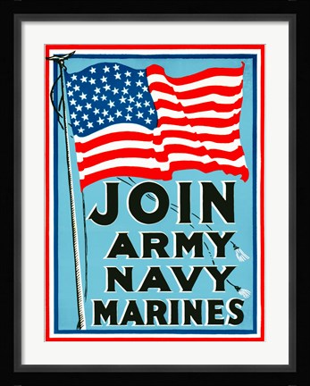 Framed Join Army Navy Marines Print
