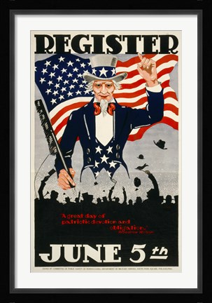 Framed Register June 5th, 1917, WWI Print