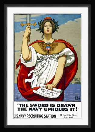 Framed Sword is Drawn, the Navy Upholds It! Print