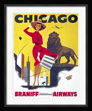 Framed Chicago, Braniff International Airways Print