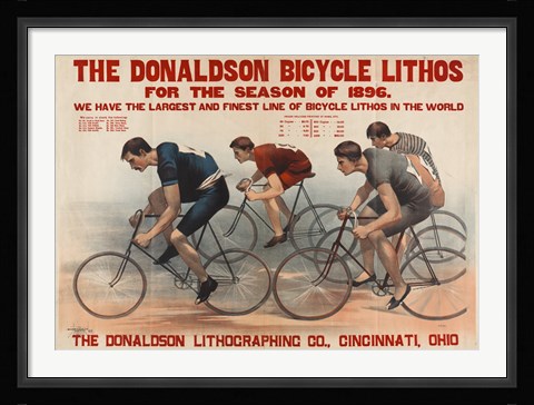 Framed Donaldson Bicycle Lithos for 1896 Season Print
