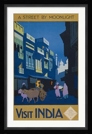 Framed Street by Moonlight - Visit India Print