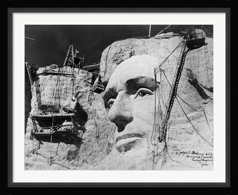 Framed Abraham Lincoln on Mount Rushmore Print