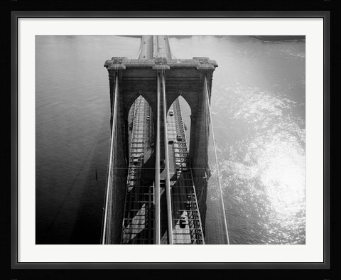 Framed Brooklyn Bridge Tower Aerial Print