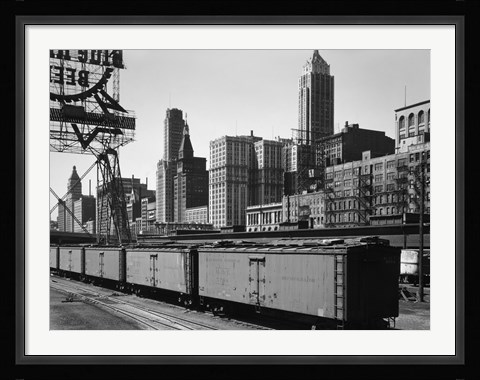 Framed Chicago Skyline from Water Street Print