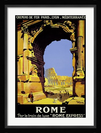 Framed Rome Express Rome, Par le Train de Luxe Print