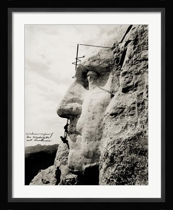 Framed Workmen on Face of George Washington Print