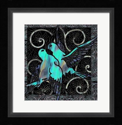 Framed Aqua Lovebirds Print