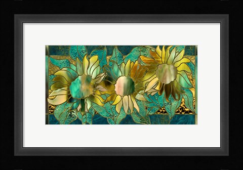 Framed Verdigris Sunflower Print