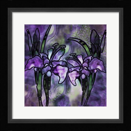 Framed Stained Glass Orchids Print