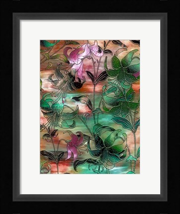 Framed Aqua Sky Lillies Print