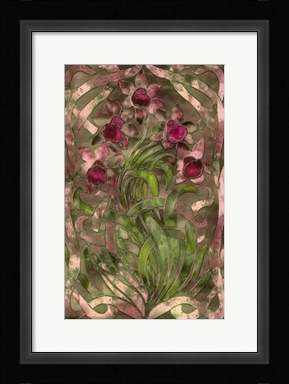 Framed Art Nouveau Pink Floral Print