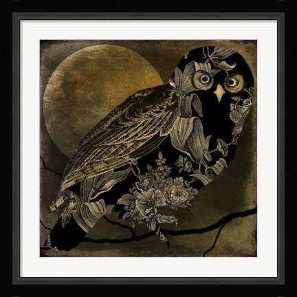 Framed Sepia Moon Owl Print