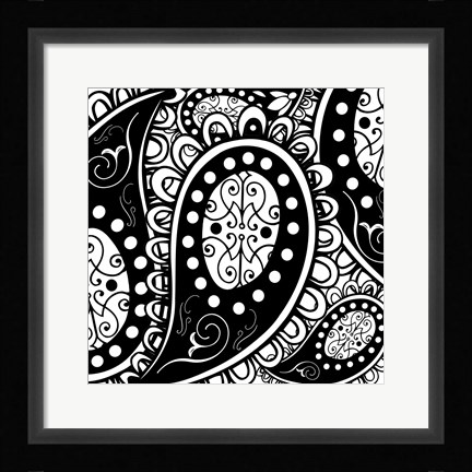 Framed Paisley Party B/W Print