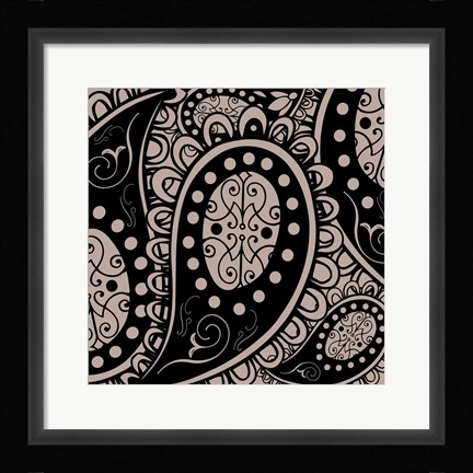 Framed Paisley Party Beige Print