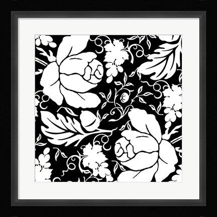 Framed Grapes and Buds Black and White II Print