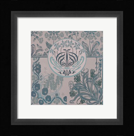 Framed Teal Art Nouveau Print
