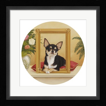 Framed Chihuahua Mona Lisa Print