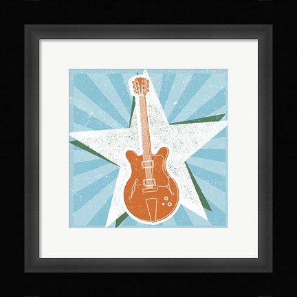 Framed Guitar No. 2 Carnival Style Print