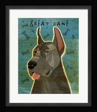 Framed Great Dane Blue Print