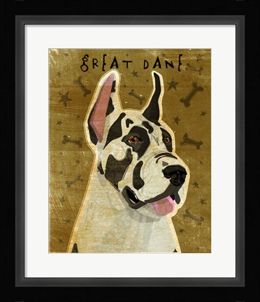 Framed Harlequin Great Dane 1 Print