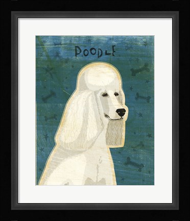 Framed Poodle (white) Print