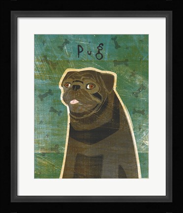 Framed Pug (black) Print