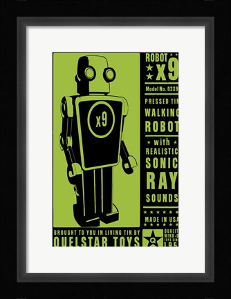 Framed Quelstar X9 Tin Toy Robot Print