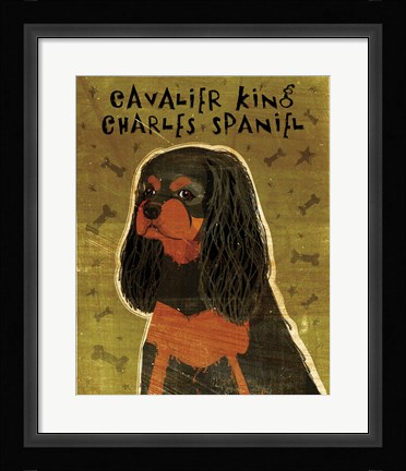 Framed Cavalier King Charles (black and tan) Print