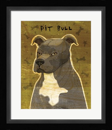 Framed Pit Bull (Gray) Print