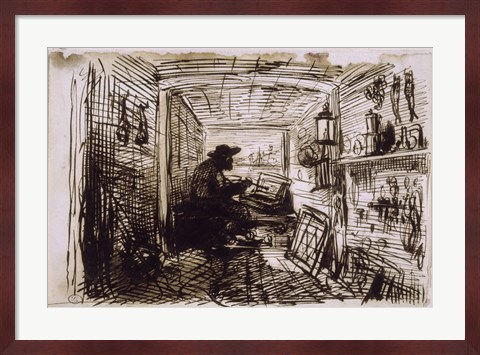 Framed Studio On The Boat,  c. 1860 Print