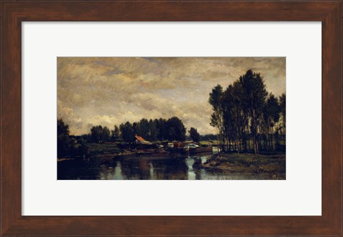 Framed Boats On The Oise, 1865 Print