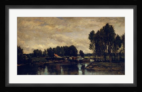 Framed Boats On The Oise, 1865 Print