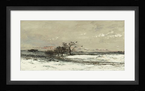 Framed Landscape With Snow And Setting Sun, 1873 Print