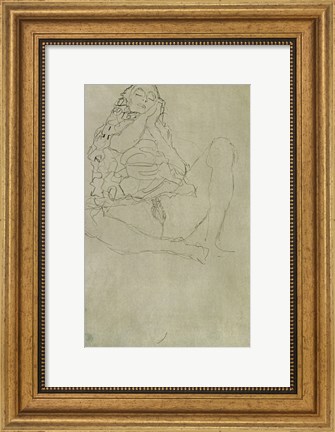 Framed Sitting Half-Nude With Closed Eyes, 1913 Print
