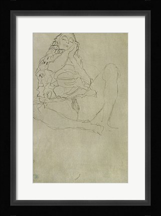 Framed Sitting Half-Nude With Closed Eyes, 1913 Print