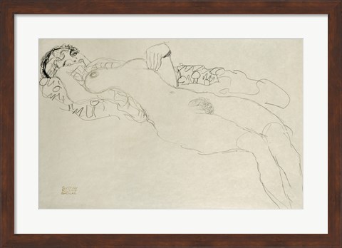 Framed Liegender Maedchenakt Nach Links - Female Nude Turned Left, 1914-1915 Print