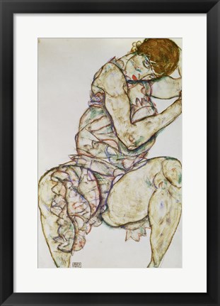 Framed Seated Woman With Left Hand In Hair, 1914 Print