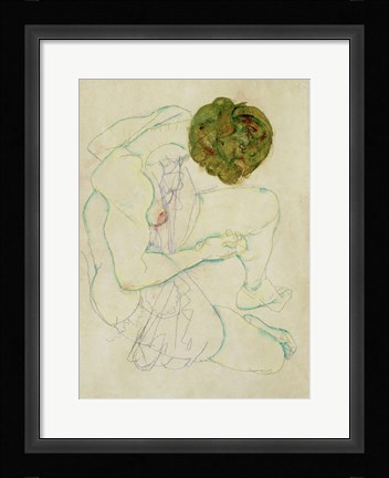 Framed Seated Female Nude, 1914 Print
