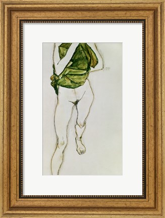 Framed Striding Torso In Green Shirt, 1913 Print