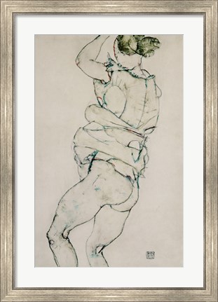 Framed Standing Semi-Nude With Raised Left Arm, 1914 Print