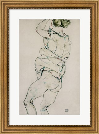Framed Standing Semi-Nude With Raised Left Arm, 1914 Print