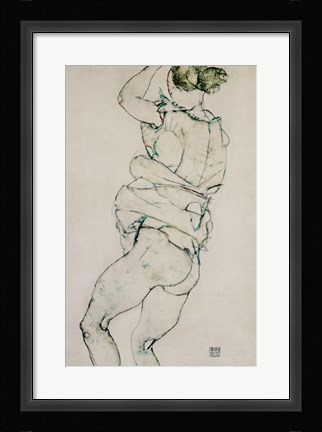 Framed Standing Semi-Nude With Raised Left Arm, 1914 Print