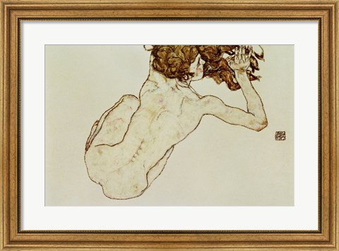 Framed Crouching Nude Print