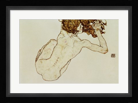 Framed Crouching Nude Print
