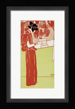 Framed Musik (Stehende Lyraspielerin) - A Woman Playing The Lyre, 1901 Print