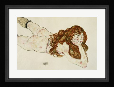 Framed Female Nude On Her Stomach, 1917 Print