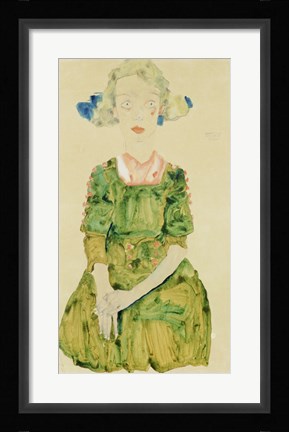 Framed Young Girl With Blue Ribbon, 1911 Print